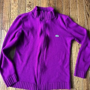 Lacoste small magenta zip-up sweater